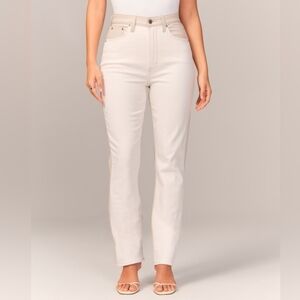 Abercrombie & Fitch Slim Straight Ultra High Rise Faux Leather Denim Jeans 34-18